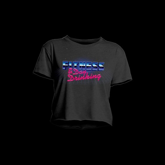 Fitness & Day Drinking Women's Crop Tee Shirt - Picture 1 of 1